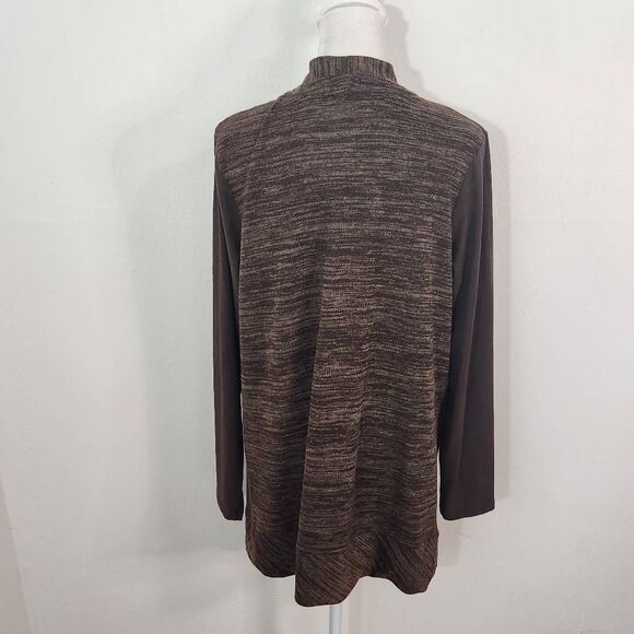 LOGO by Lori Goldstein Brown Zip-Front Cardigan Size Small Brown Cardigan - Picture 5 of 7